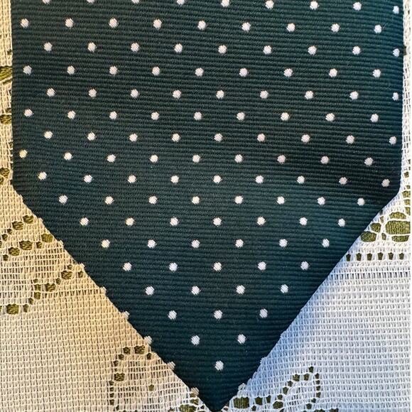 Vintage Gentry Beau Brummell Mens Repp Necktie Green Mini Dot Wide Polyester Y2K - Picture 4 of 11
